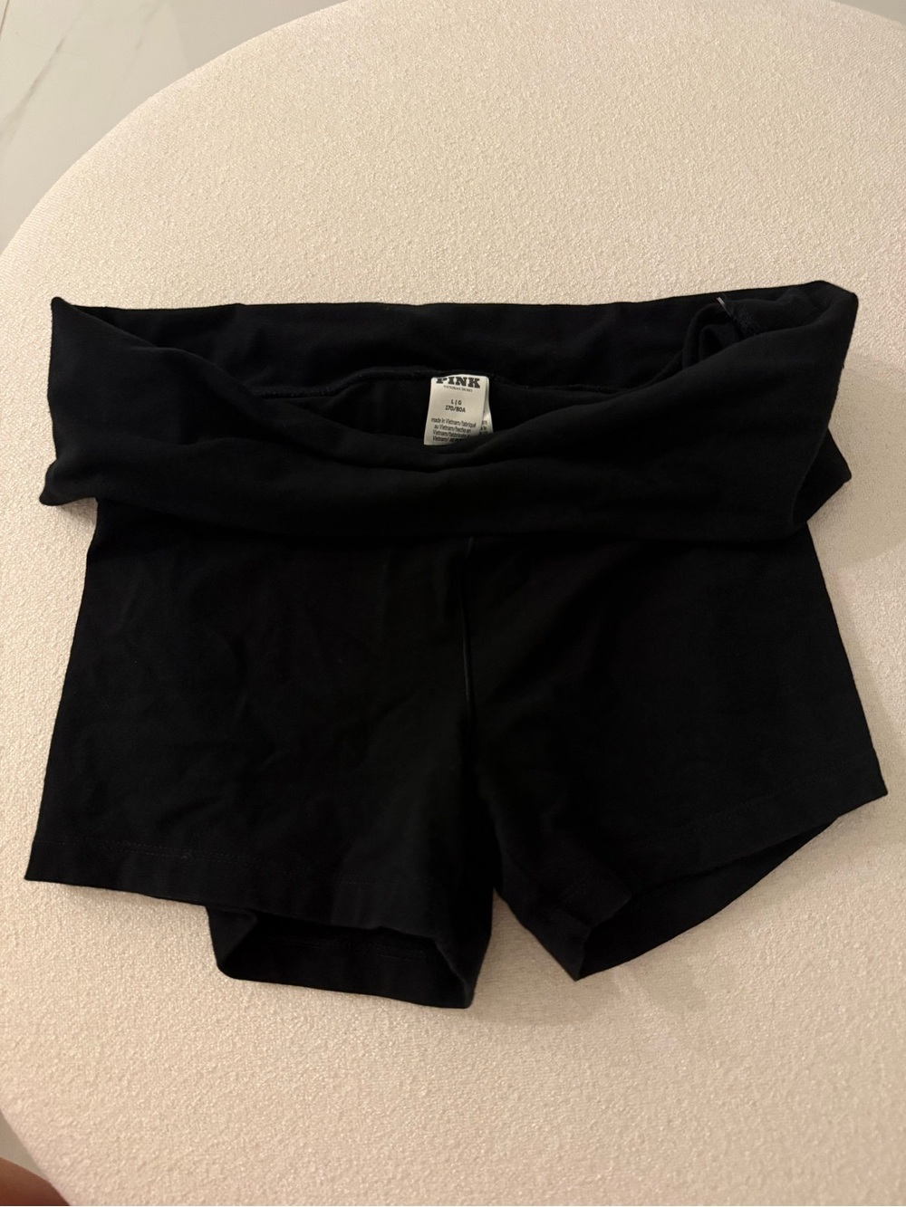 PINK Victoria's Secret Black Fold-Over Bike Shorts